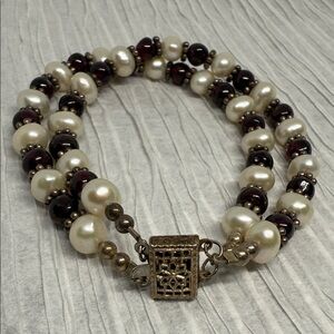 Spectacular vintage fresh water Pearl and amethyst double Sterling stamp